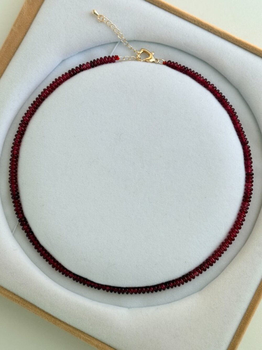 Ruby Red Gemstone Choker Necklace | Burgundy Beaded Necklace - Picture 3 of 8
